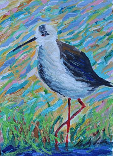 5 x 7 acrylic on canvas of a shore bird Sanderling.  Sold, Prints available