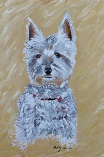 Acrylic on gesso board, 11x14 West Highland Terrier portrait