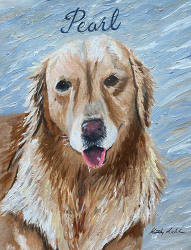 11x14 Acrylic on canvas of a golden retriever commissioned for a pet portrait