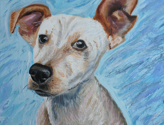 18x20 acrylic on canvas of a fine art painting of a dog